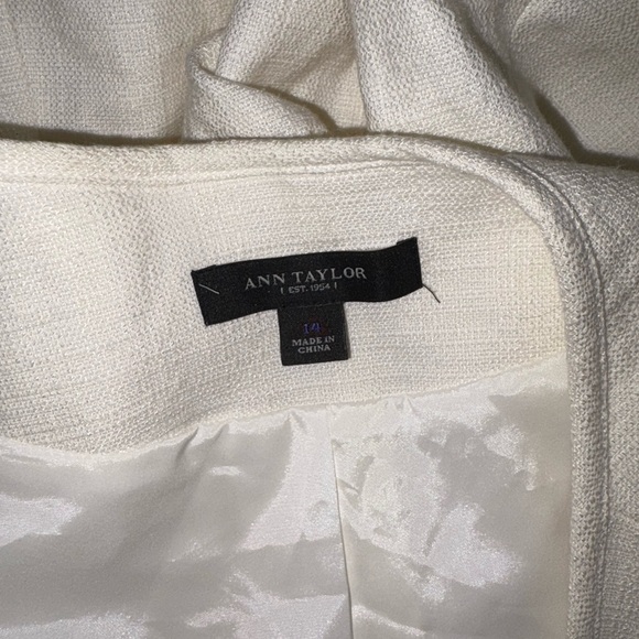 Ann Taylor Classy Ivory Cotton Blend Career Business Blazer Size 14 New - Picture 6 of 6